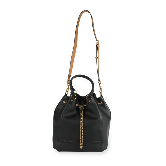 Fendi Black Vitello Leather Karligraphy Chain Bucket Bag - Picture 2 of 7